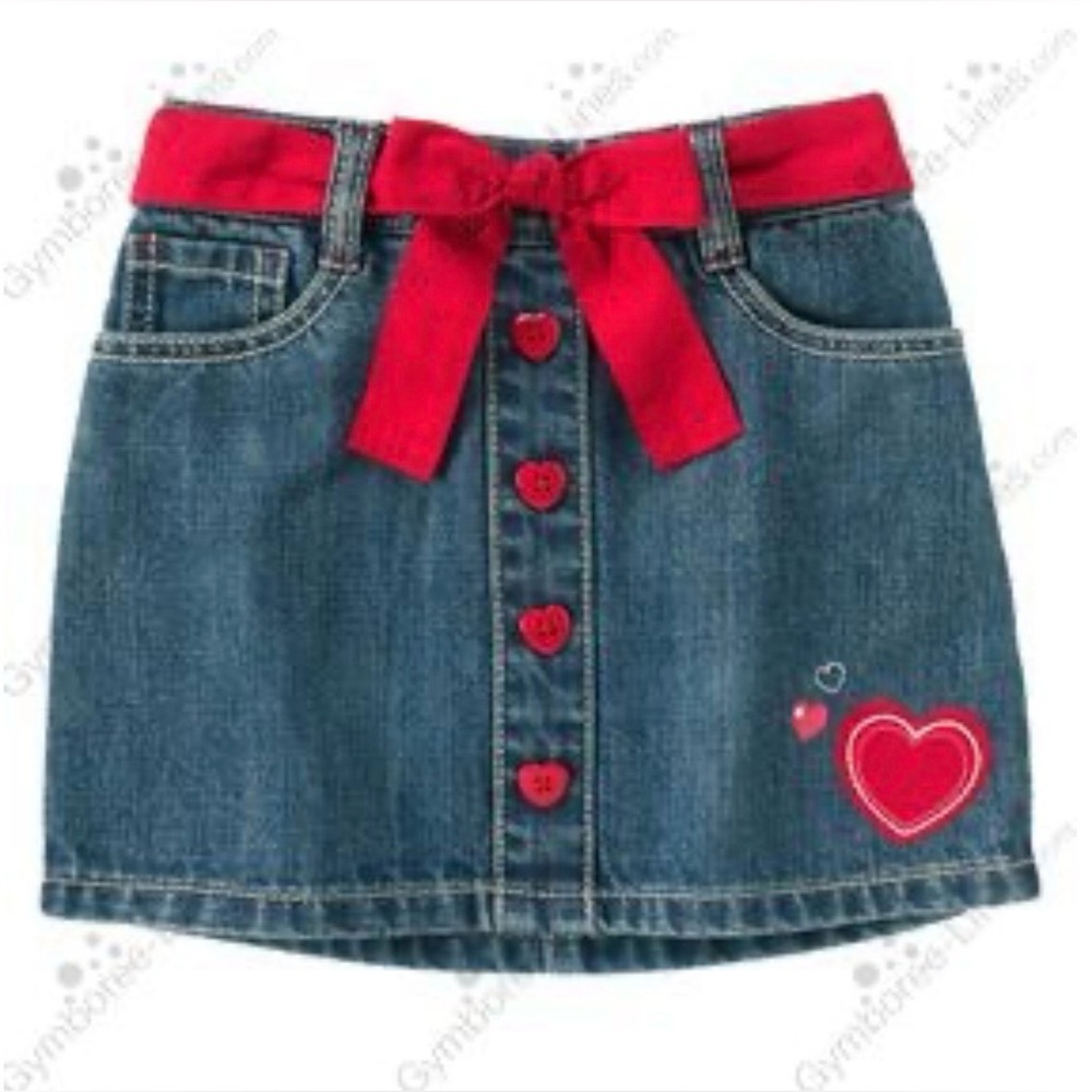 Gymboree Girls Heart Belted Jean Skort
